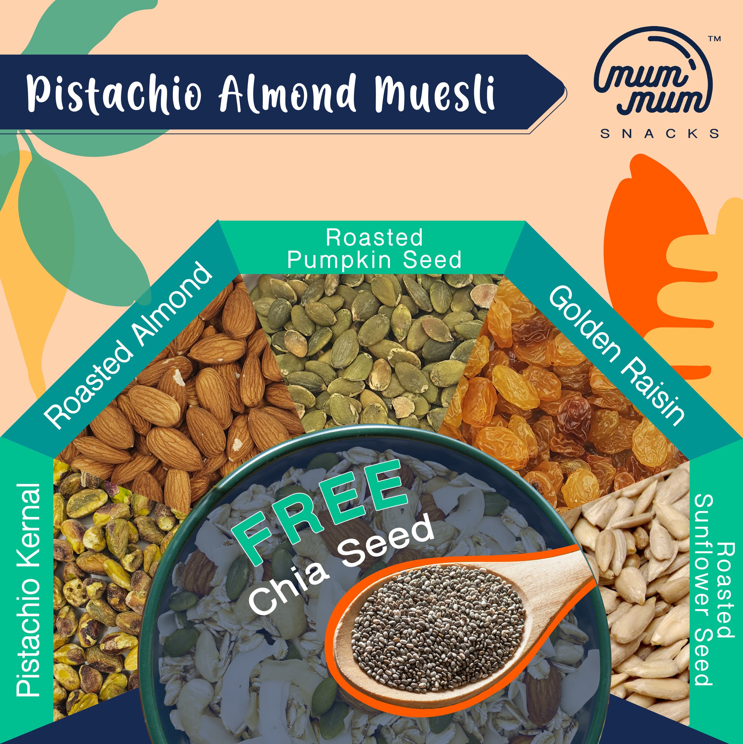 Pistachio Almond Muesli + FREE 20g Chia Seed